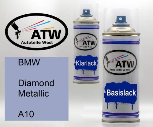 BMW, Diamond Metallic, A10: 400ml Sprühdose + 400ml Klarlack - Set, von ATW Autoteile West.